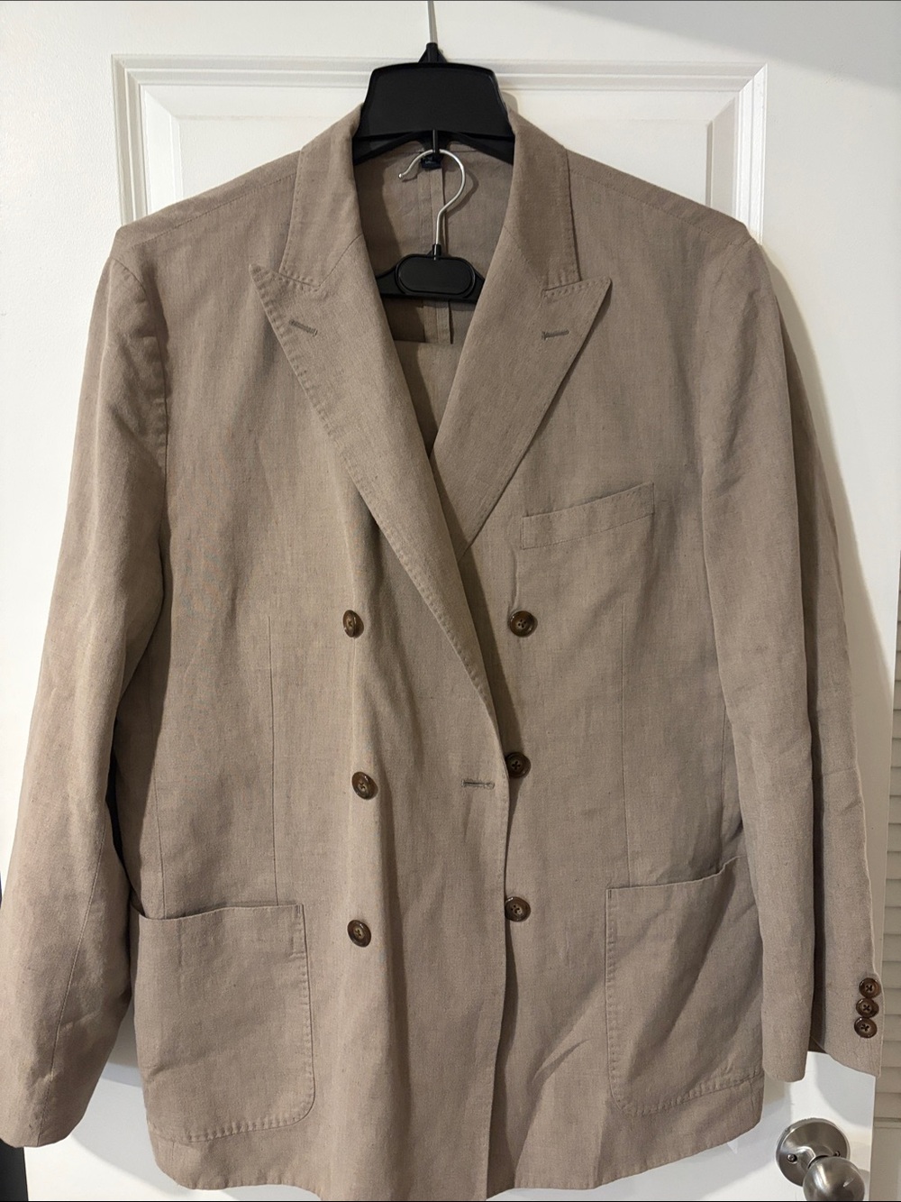 Jcrew Ludlow Double-Breasted Tan Baird McNutt Linen Suit